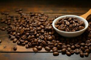Balanced medium roast beans, the perfect base for hot or cold coffee AI Generated photo