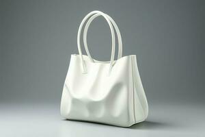 Chic origami style 3D render Floating white bag, fashion accessory creativity AI Generated photo