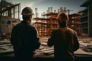 Construction site Engineer and architect, the dynamic duo of expertise AI Generated photo