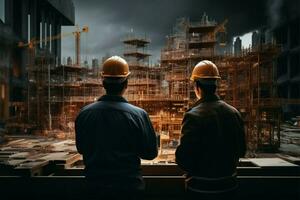 Expertise in action Engineer and architect working together on site AI Generated photo