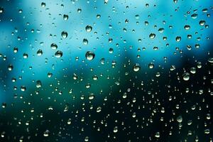 Gentle rain adorns the window glass with shimmering, ephemeral pearls AI Generated photo