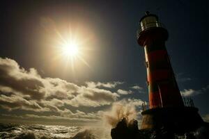 icónico marítimo centinela el majestuoso ver de el faro ai generado foto