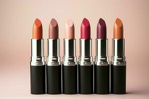 Lipstick variety Diverse matte lip colors with room for text AI Generated photo