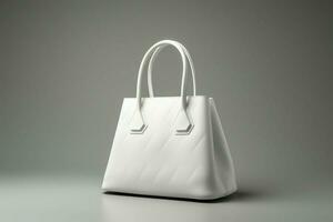 minimalista Moda concepto blanco bolsa, origami estilo 3d representación en blanco ai generado foto