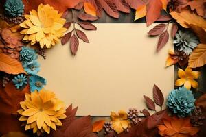 octubres vibrante follaje con un papel sábana para personalizado mensajes ai generado foto