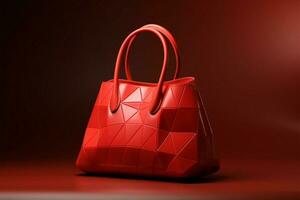 origami inspirado Moda rojo bolso a la deriva en un sorprendentes 3d concepto ai generado foto