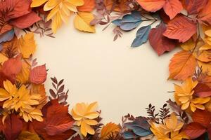 Octobers vibrant foliage with a paper sheet for custom messages AI Generated photo