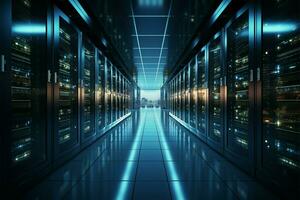 Server room The core of a high tech data center infrastructure AI Generated photo