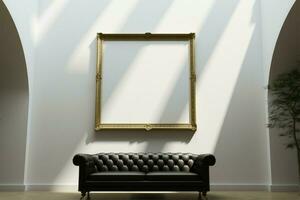 Art gallery elegance Vintage frame mockup on a clean white wall AI Generated photo