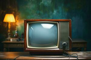 Vintage vibes Enjoy a retro TV view from yesteryears AI Generated photo