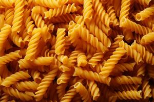 Artful arrangement of pasta spaghetti screws, viewed from the top AI Generated photo