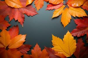 Artistic flat lay with maple leaf texture, perfect for Thanksgiving AI Generated photo