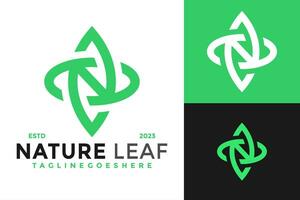 Letter N Nature Leaf Green Company Logo design vector symbol icon illustration