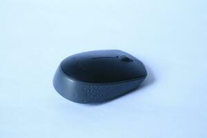 black mouse computer on white isolated background photo