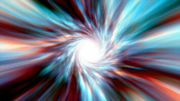 multicolore hypertunnel Filatura velocità spazio tunnel fatto di contorto vorticoso energia Magia raggiante leggero Linee astratto sfondo video