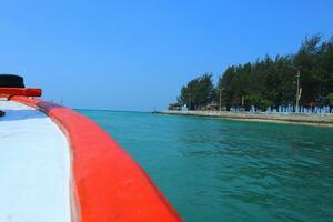 wide sea view on boat. no people. photo