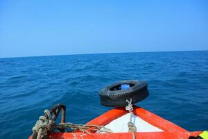 wide sea view on boat. no people. photo