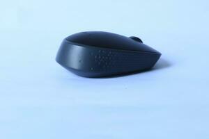 black mouse computer on white isolated background photo