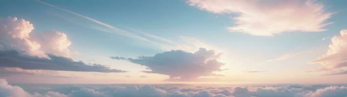 Pastel Cloudscape Panorama, Heavenly Views, AI Generated photo