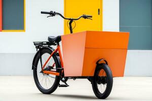 Contrast Enhanced Cargo Bicycle, Minimalist Style, AI Generated photo