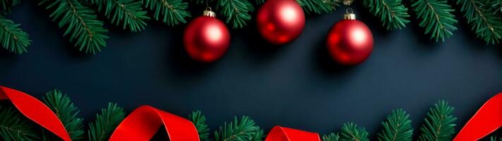 Spread Joy with a Flat Lay Merry Christmas Banner Top View, AI Generated photo