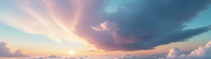 Panoramic Views of Pastel Clouds, AI Generated photo