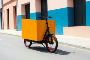 Colorful Cargo Bike with Clean and Minimal Design, AI Generated photo