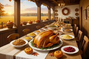 Seasonal Splendor, Thanksgiving Day Farm Stock Images, AI Generated photo