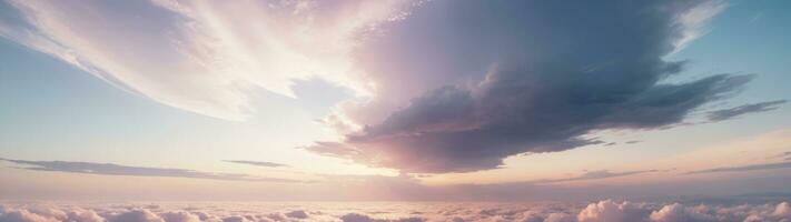 Serenity in the Sky, Pastel Clouds Panorama, AI Generated photo