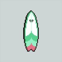 Pixel art illustration Surf Board. Pixelated beach surf. Beach Surd Board icon pixelated for the pixel art game and icon for website and video game. old school retro. vector