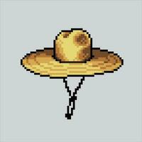 Pixel art illustration Beach hat. Pixelated beach hat. Straw Beach Hat icon pixelated for the pixel art game and icon for website and video game. old school retro. vector