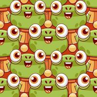 Vector pattern with a cute frog in cartoon doodle style.