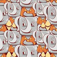 Vector pattern with cute animal elephant in cartoon doodle style.