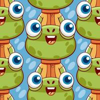 Vector pattern with a cute frog in cartoon doodle style.