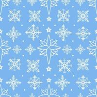 Vector pattern on the theme of winter and Christmas with snowflakes in a cute cartoon style.