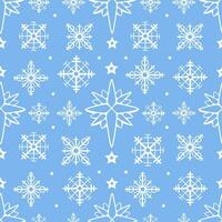 Vector pattern on the theme of winter and Christmas with snowflakes in a cute cartoon style.