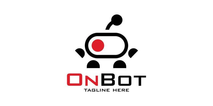 logo diseño de el en botón conjunto con un robot. vector