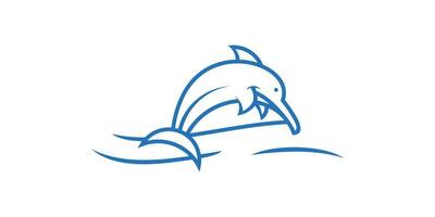 dolphin animal element logo design made with minimalist lines. vector