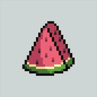 Pixel art illustration Watermelon. Pixelated watermelon. Slice of summer watermelon icon pixelated for the pixel art game and icon for website and video game. old school retro. vector