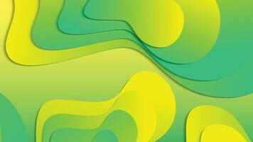 Green and yellow gradient fluid wave abstract background vector