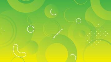 Abstract green and yellow gradient background with circle lines vector