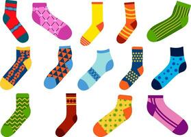 Set  of Colorful Socks Isolated On White Background. Doodle socks with different texture and color. vector