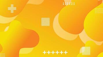 Yellow orange gradient dynamic fluid shapes abstract background vector