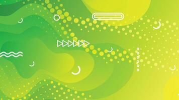 Green and yellow gradient fluid wave abstract background vector