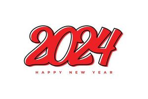 Happy new year 2024 creative outline style typography text logo design vector