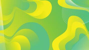 Green and yellow gradient fluid wave abstract background vector