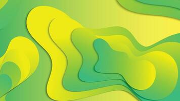 Green and yellow gradient fluid wave abstract background vector