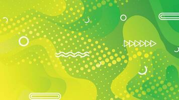 Green and yellow gradient fluid wave abstract background vector