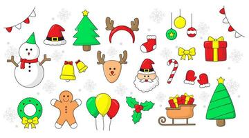 christmas elements collection pack, with background vector