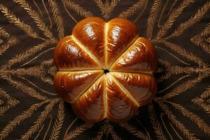 a loaf of bread on a brown background photo